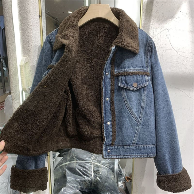 Thickened Denim Winter Coat Co - Women'S Fashion Denim Jacket 리뷰 및 가격