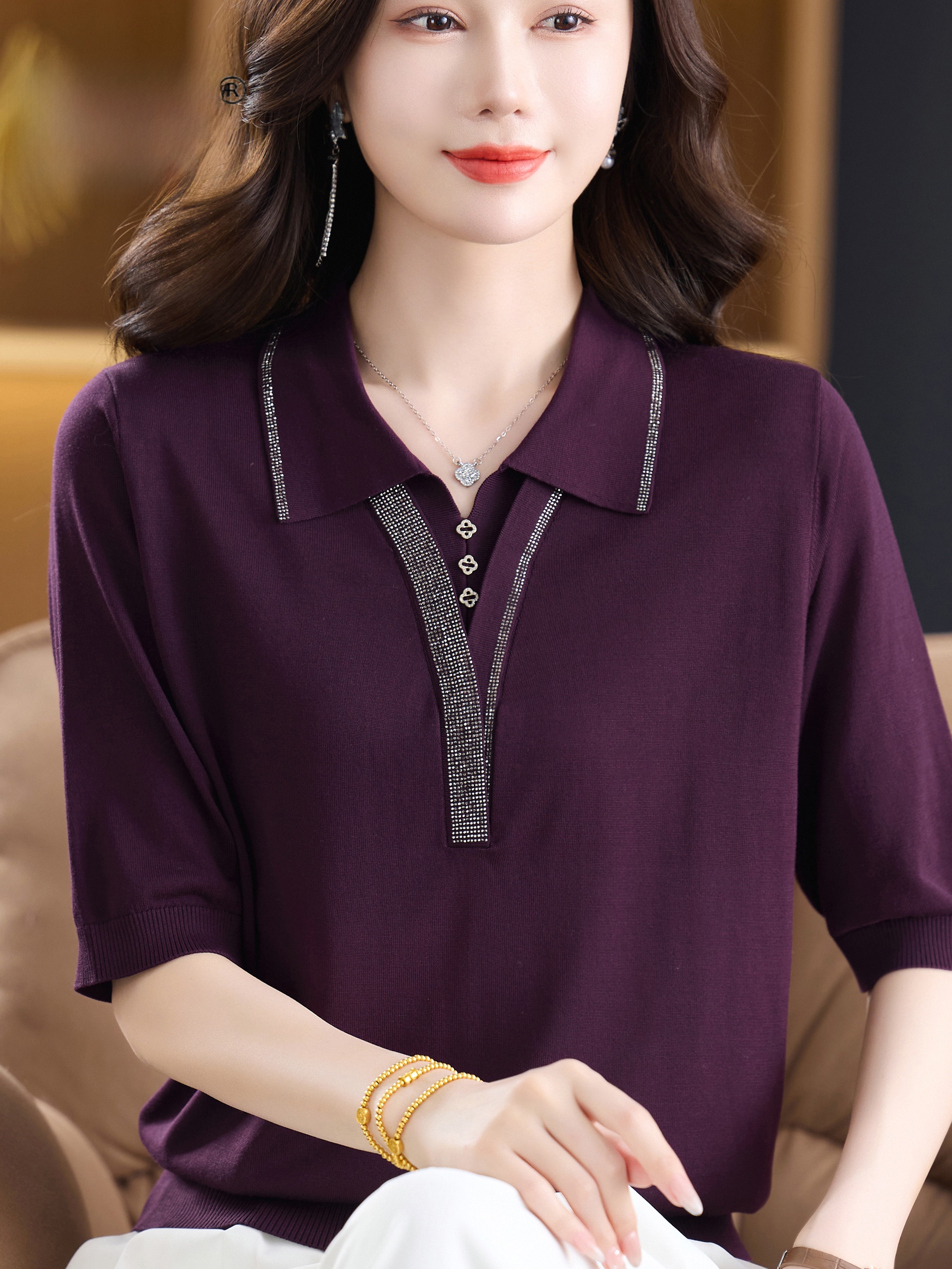 Fashionable V-Neck Short Sleev - Women Fashion Over 60 리뷰 및 가격