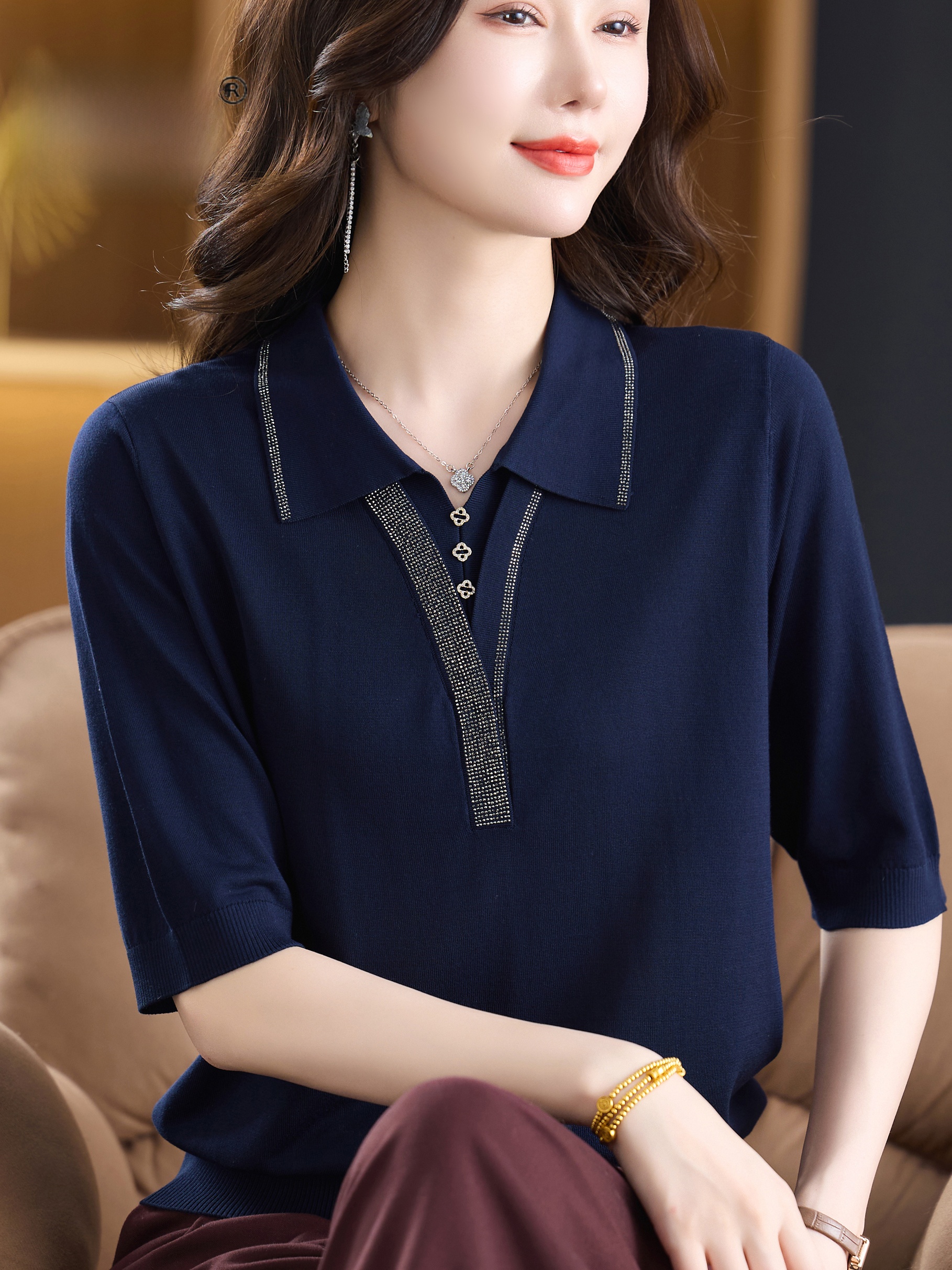 Fashionable V-Neck Short Sleev - Women Fashion Over 60 리뷰 및 가격