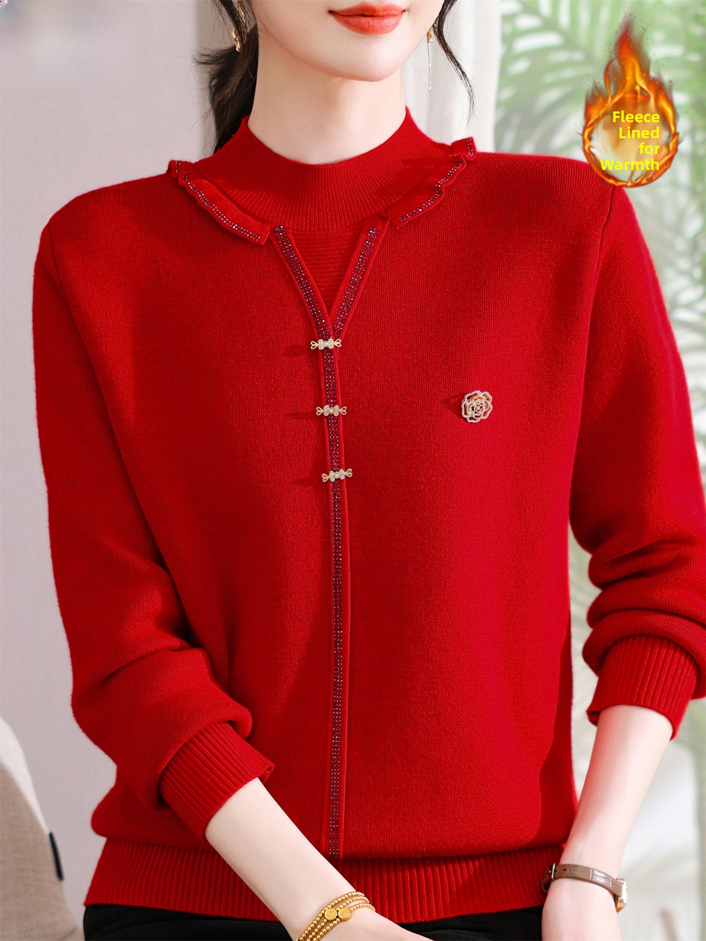Thickened Fleece Knitted Sweat - Women Fashion Over 60 리뷰 및 가격
