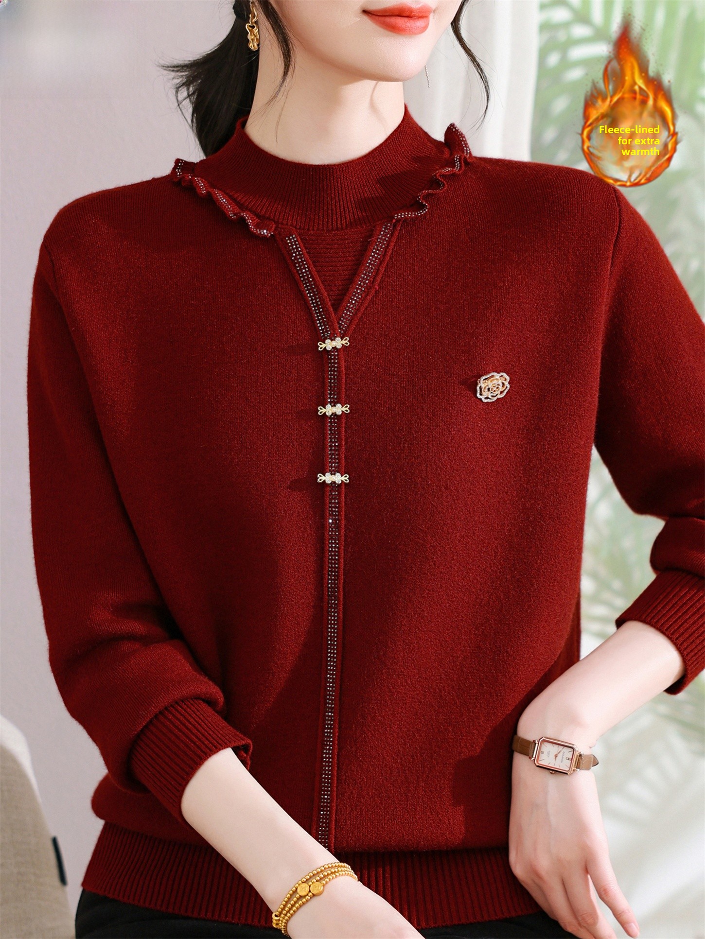 Thickened Fleece Knitted Sweat - Women Fashion Over 60 리뷰 및 가격
