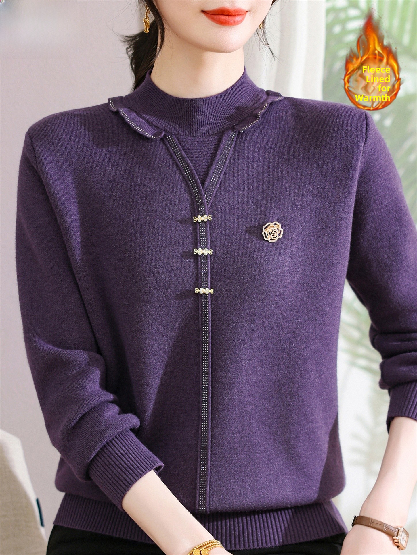Thickened Fleece Knitted Sweat - Women Fashion Over 60 리뷰 및 가격