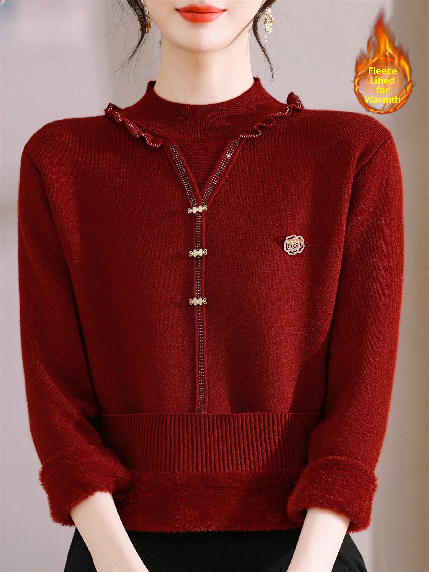 Thickened Fleece Knitted Sweat - Women Fashion Over 60 리뷰 및 가격