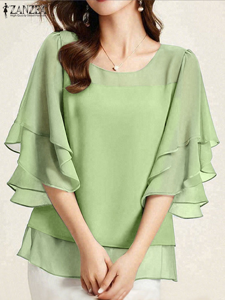ZANZEA Fashion Chiffon Blouse  - Wrap Blouse Chiffon 리뷰 및 가격