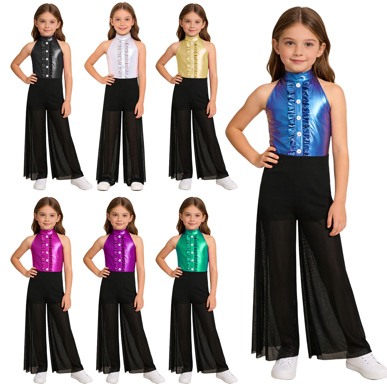 Kids Girls Metallic Bodice Mes - Sleeveless Jumpsuit 리뷰 및 가격