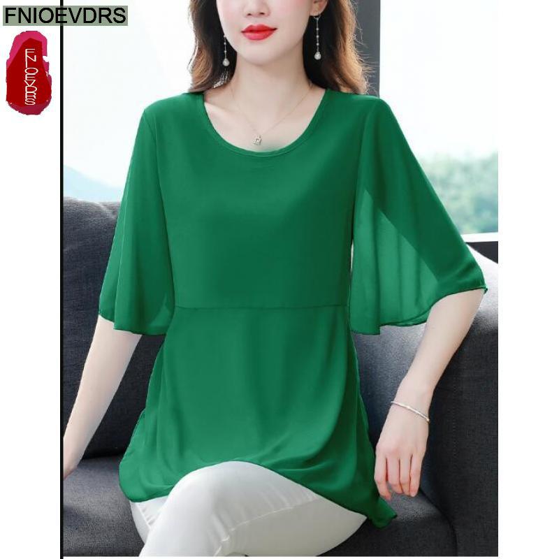 M-4XL Loose Clothes 2023 Women - Wrap Blouse Chiffon 리뷰 및 가격