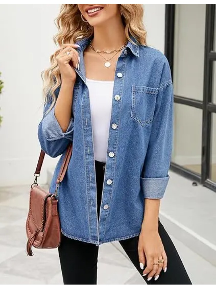 New Washed Loose Long-sleeved  - Women'S Fashion Denim Jacket 리뷰 및 가격