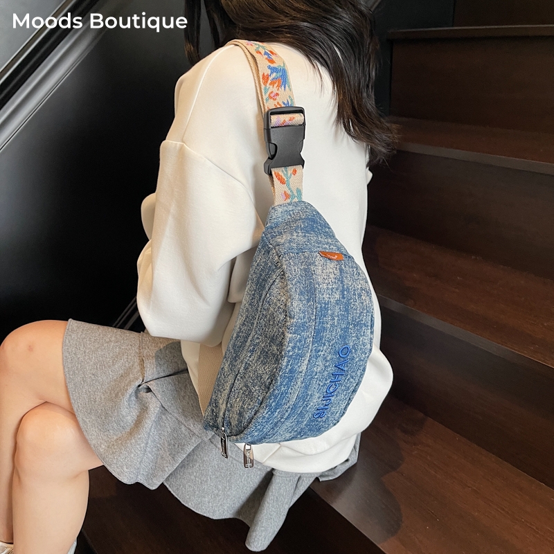 Denim Blue Chest Bags For Wome - Women'S Fashion Boutique 리뷰 및 가격